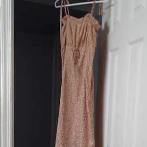 Nasty Gal Tan Brown Spotted Tie-Strap Maxi Dress